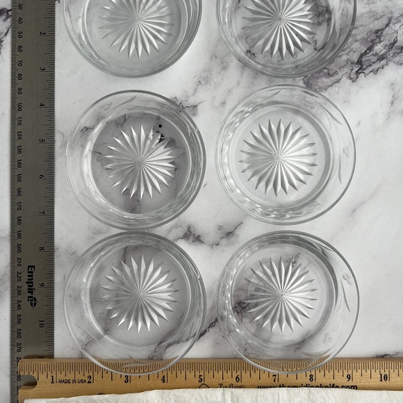 Vintage Set of 6 Crystal Coasters Starburst Pattern Great  ✨ Vintage Cut Glass Coasters – Set of 6 – 1” Deep – Starburst Pattern – Heavy Cr